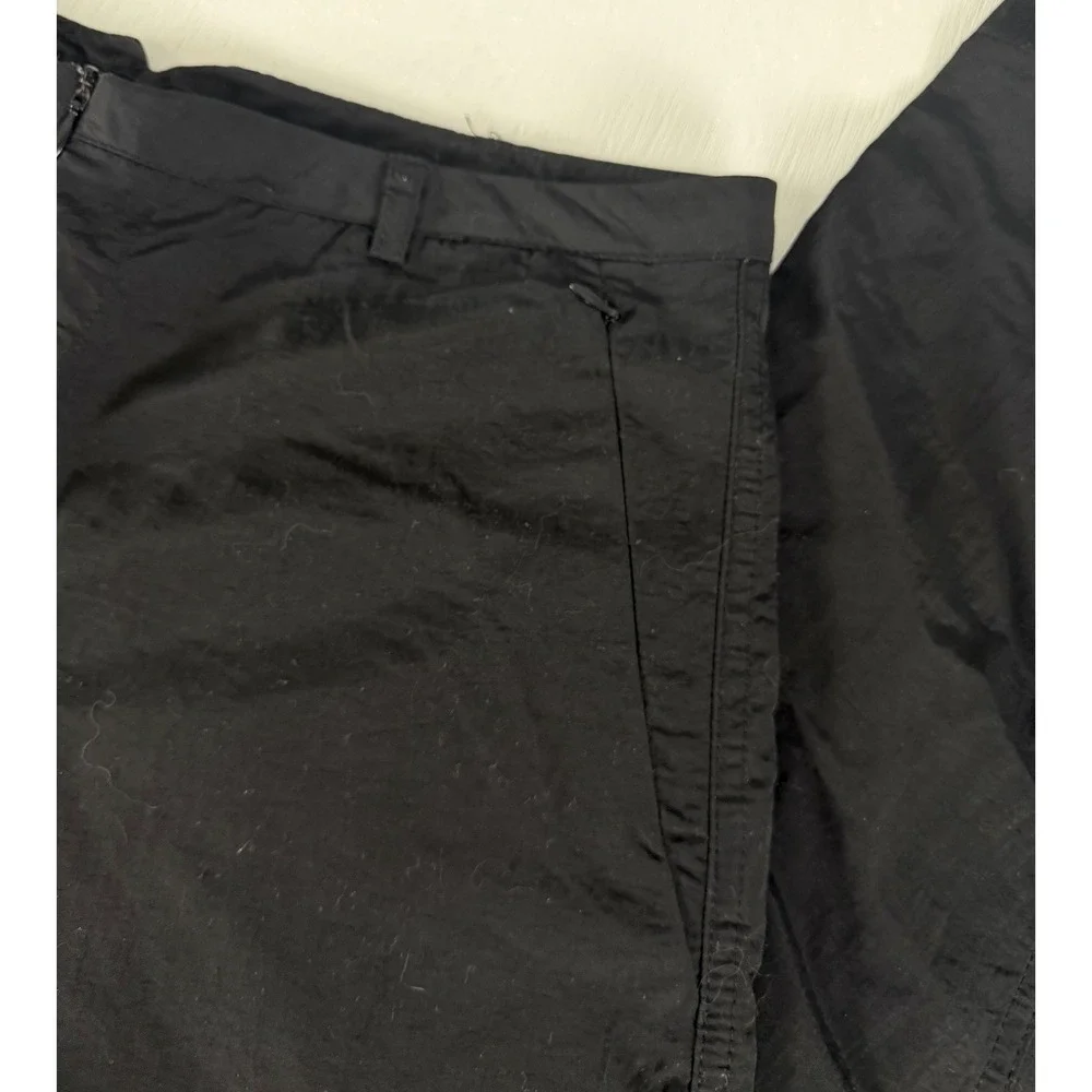 Zara Black Zip‎ Waist Women Wide Leg Nylon Pants Size Small Cool Style Athletic